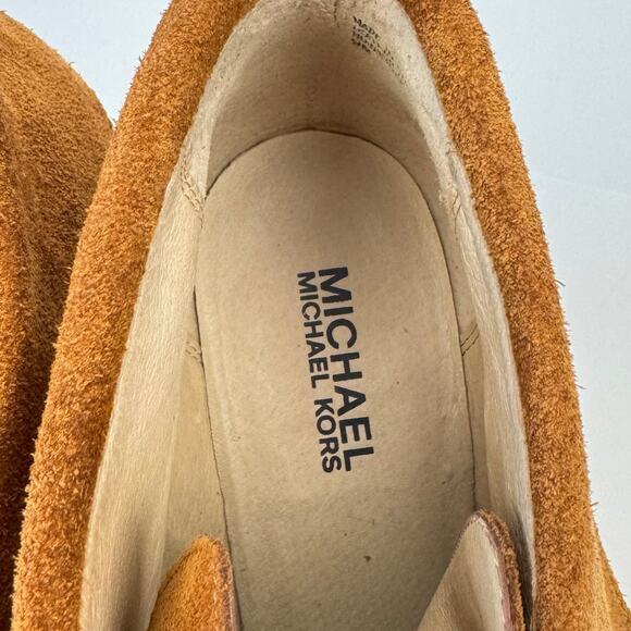 Michael Michael Kors Brown Lace Up Suede Leather Wedge Heel Booties Minimal 9M - Picture 4 of 10